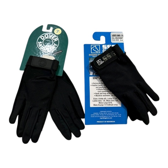 Women's Dover Saddlery & SSG Black Riding Gloves Lot Size 7/8 lot of 2 pair - Picture 1 of 5